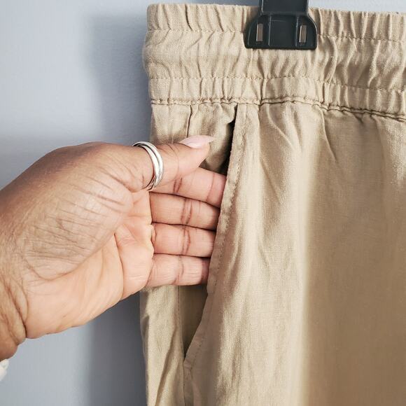 Soho NY&Co Street Tan Wide Leg Linen Blend Drawstring Pants Size XL - Picture 6 of 10